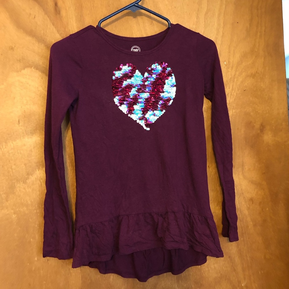 Girl’s size 10-12 top with sequin heart